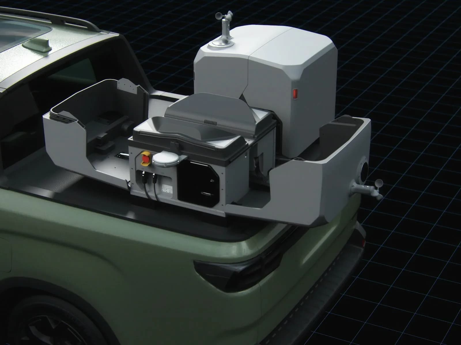 DJI Dock 3 installé sur la plateforme d'un pick-up