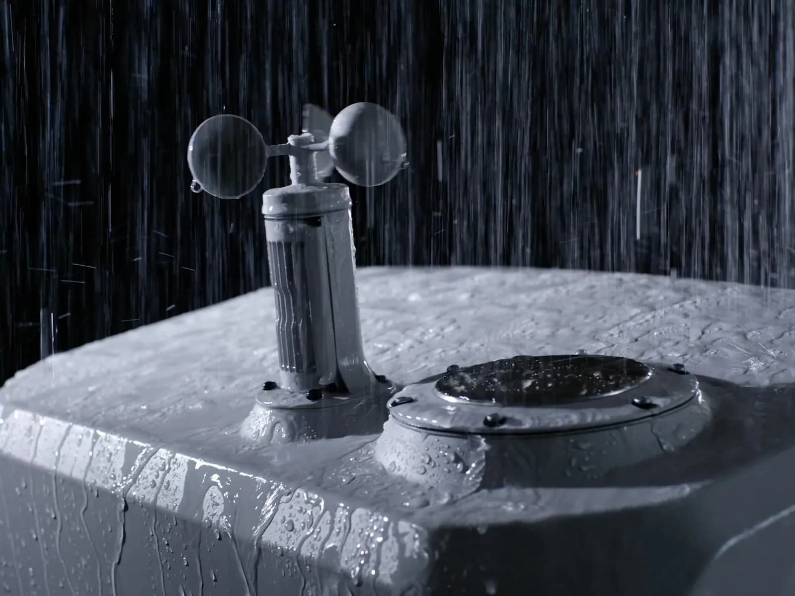 DJI Dock 3 fermé sous une forte pluie