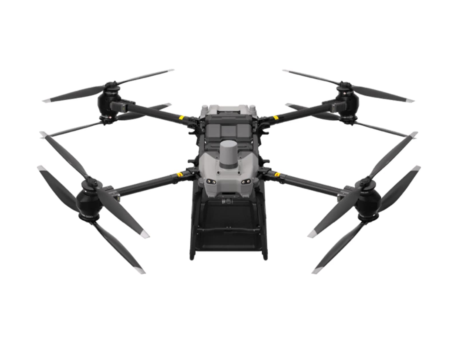 Drone de transport DJI FlyCart 30 vu de face, sur fond blanc