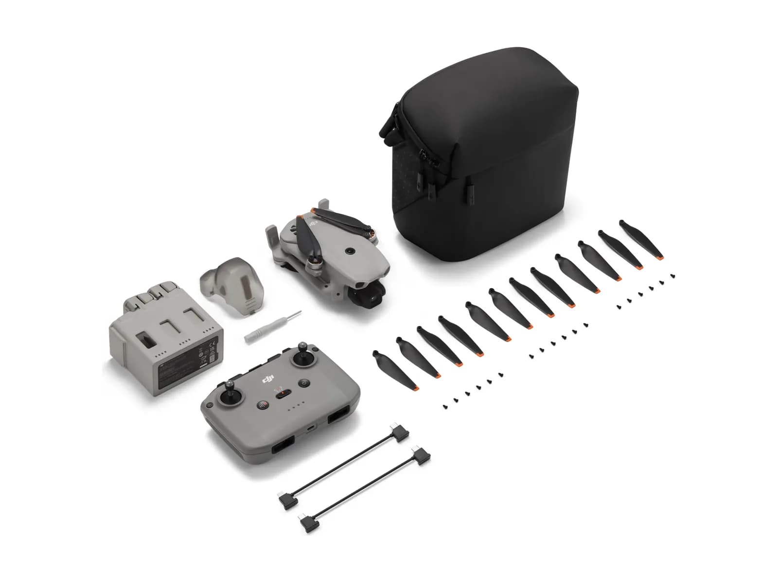 Contenu complet du pack DJI Lito X1 Fly More Combo (RC-N3) disposé à plat sur fond blanc
