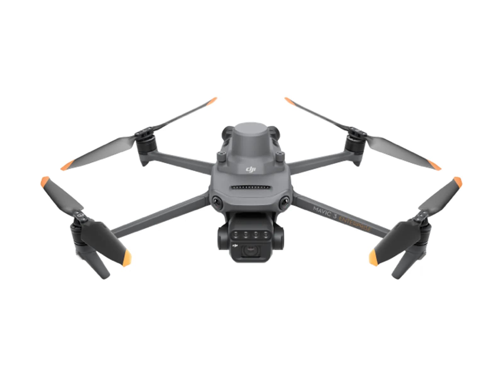DJI Mavic 3M déplié vu de face, caméras multispectrales et module RTK, sur fond blanc