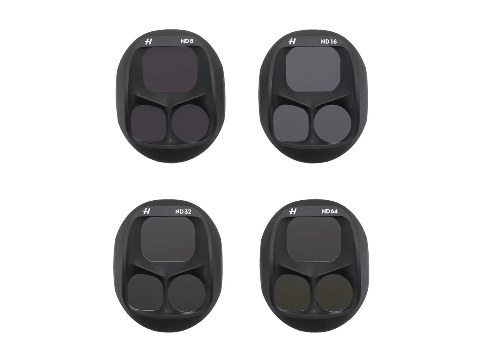 Quatre filtres ND pour DJI Mavic 4 Pro sur fond blanc