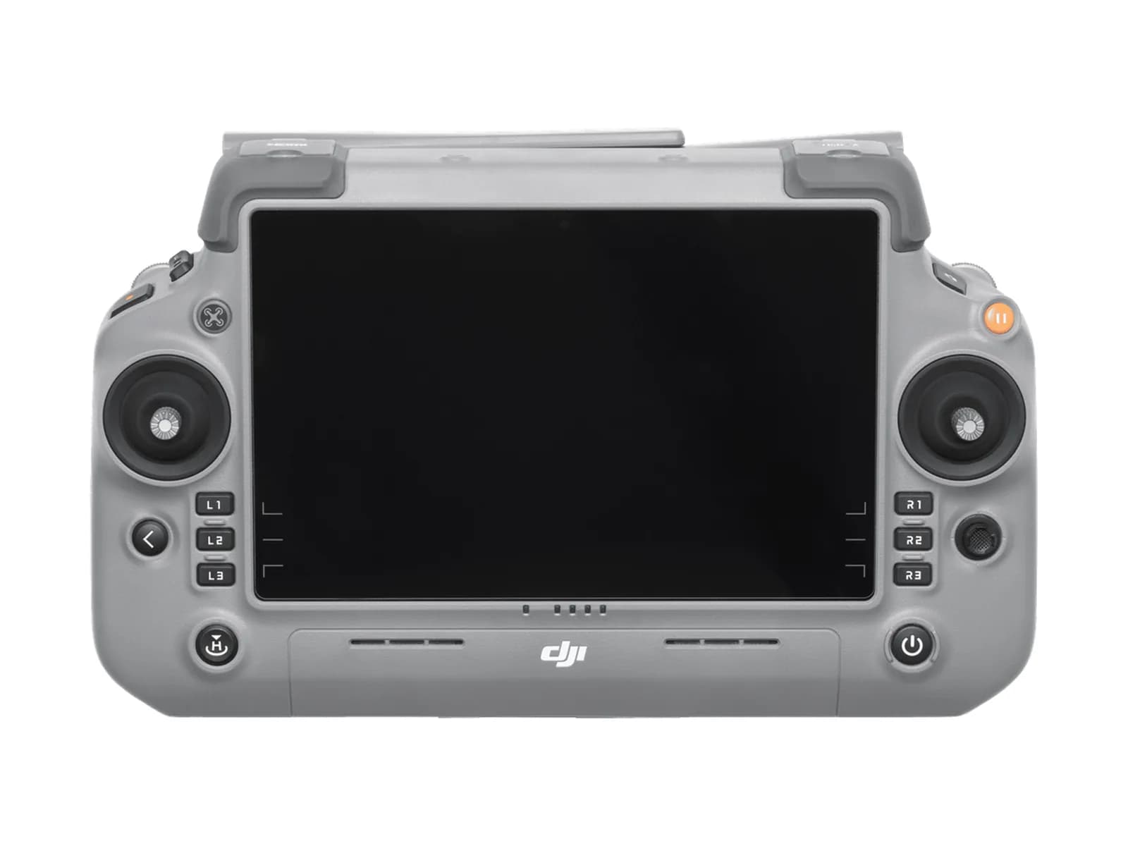 Radiocommande DJI RC Plus 2 Enterprise vue de face, écran 7 pouces, sur fond blanc
