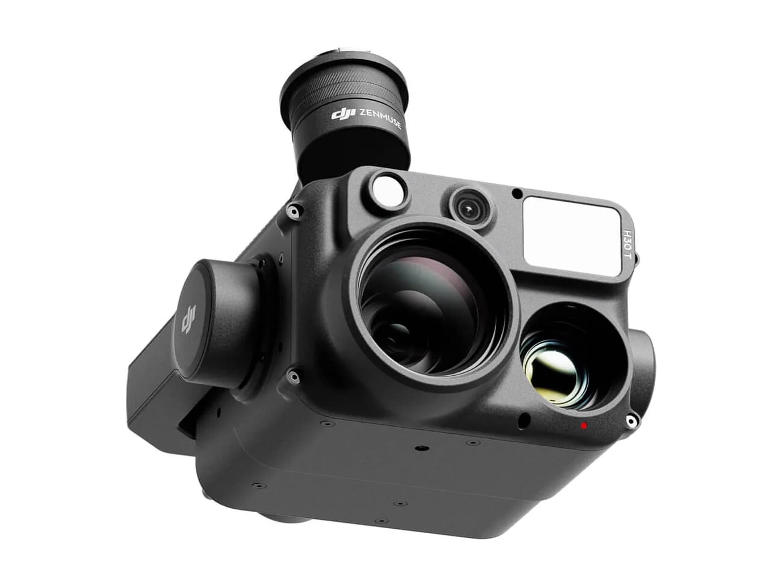 Nacelle DJI Zenmuse H30T vue de trois quarts sur fond blanc