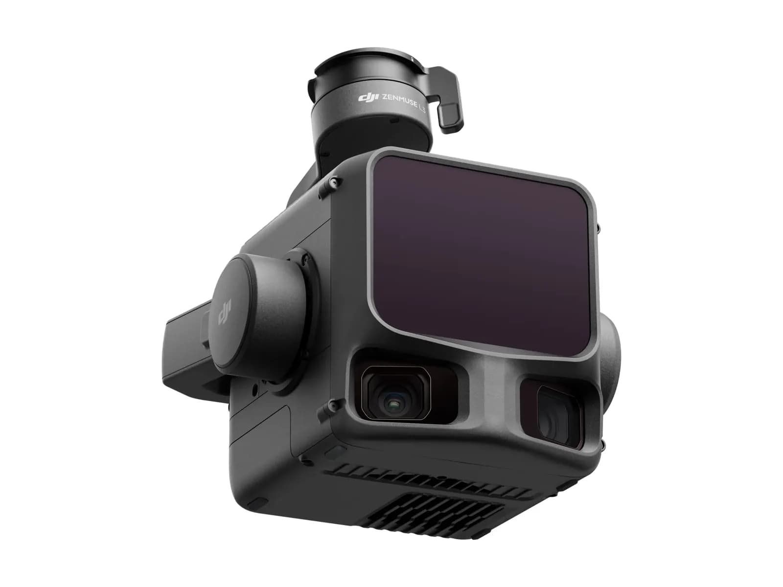 DJI Zenmuse L3 vue de trois quarts sur fond blanc