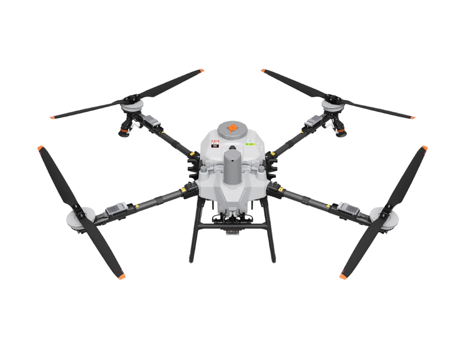 Drone agricole DJI Agras T55 vu de face, sur fond blanc