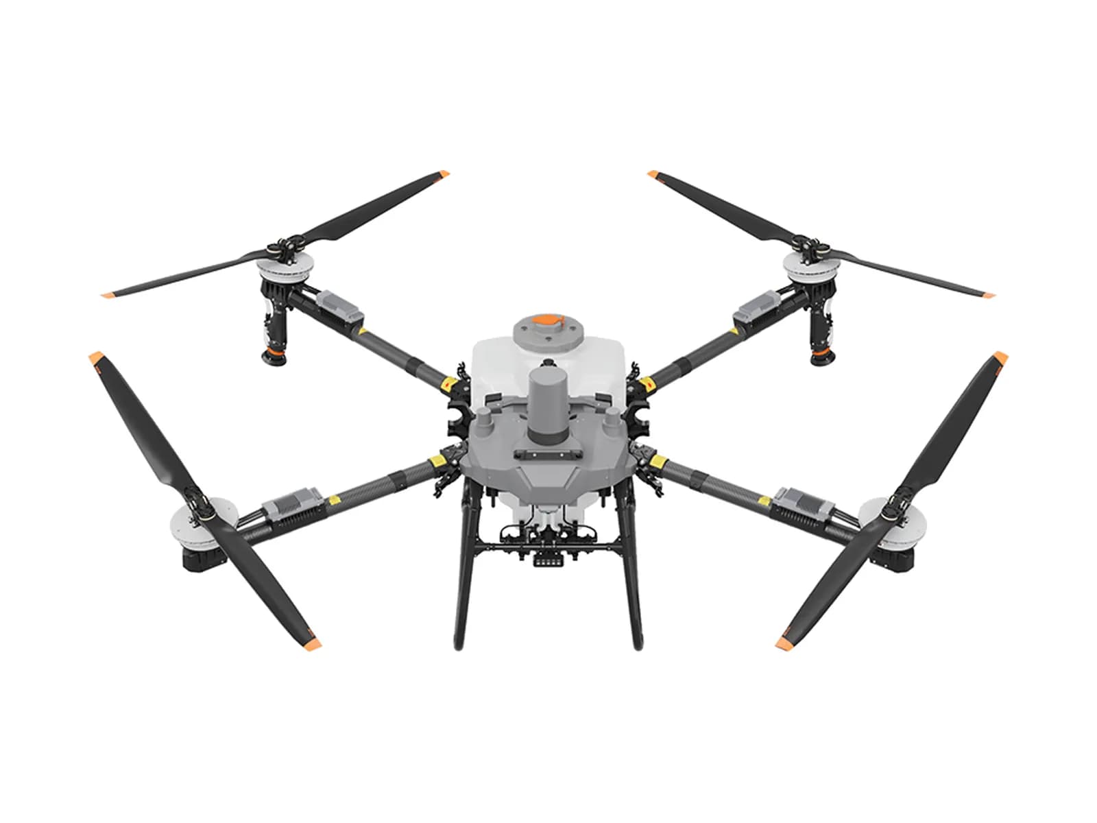 Drone agricole DJI Agras T70P vu de face, sur fond blanc